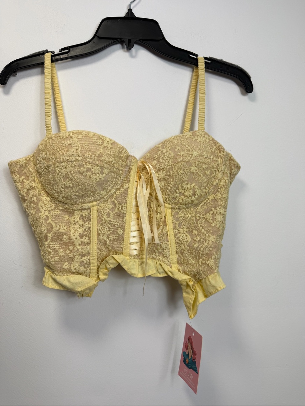 JW PEI Pale Yellow Lace Bustier Corset Top